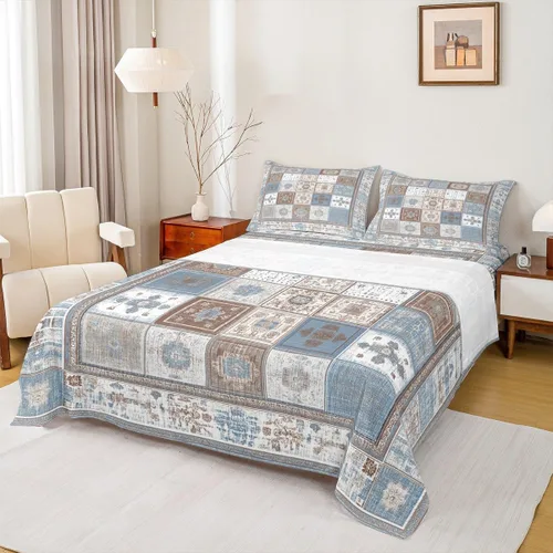 Miniatura 27 de Erosebridal Juego de sábanas y fundas de almohada vintage con estampado floral oriental para niños pequeños, juego de sábanas de medallón persa