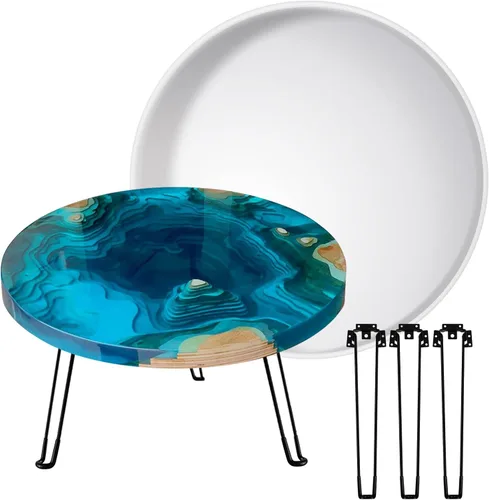 Moldes grandes para bandeja de resina, molde redondo de 19 pulgadas para mesa de resina epoxi con 3 patas de mesa, moldes de bandeja de silicona