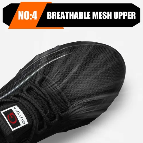 Miniatura 6 de GLANOUDUN Zapatos de punta de acero para hombre, ligeros, con amortiguación de aire, zapatos de trabajo de seguridad indestructibles, zapatos
