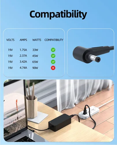 Miniatura 3 de Superer Cargador de CA de 65 W con certificación UL para Asus Zenbook UX430UQ UX430UA UX430UN UX430U UX430 UX410UA UX410UQ UX410U UX410, compatible