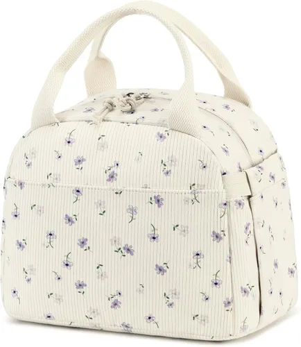 Miniatura 30 de Bluboon Bolsa de almuerzo para mujer, bonita bolsa de almuerzo de pana con correa para el hombro, reutilizable, aislada, gran capacidad