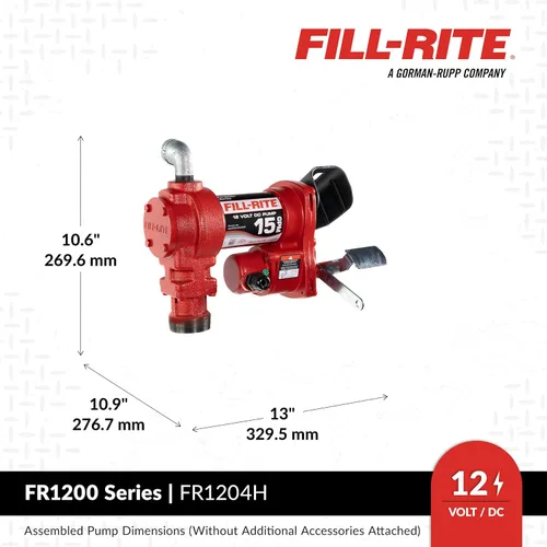 Miniatura 4 de Fill-Rite FR1204H - Bomba de transferencia de combustible de 12 V, 15 GPM (modelo sólo bomba) Gasolina, diésel, queroseno, mezclas de etanol