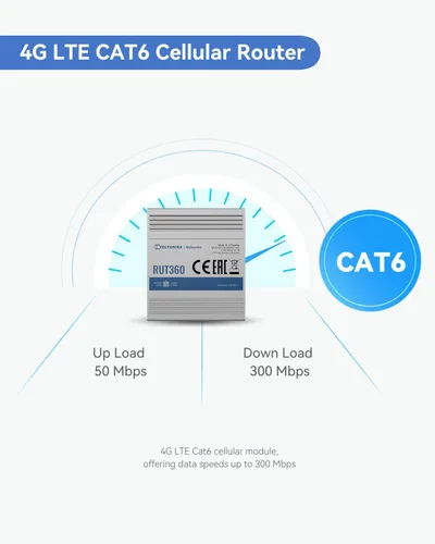 Miniatura 3 de Teltonika RUT360100100 - Router celular industrial 4G LTE Cat6, enrutador Wi-Fi 4G LTE con DI/DO, VPN avanzada, certificado por Verizon/AT&T/T-Mobile