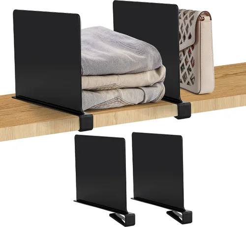 Miniatura 11 de JOY DECOR Paquete de 6 Divisores de Estantes Acrílicos Transparentes para Organizador y Almacenamiento de Armarios, Separadores de Estantes