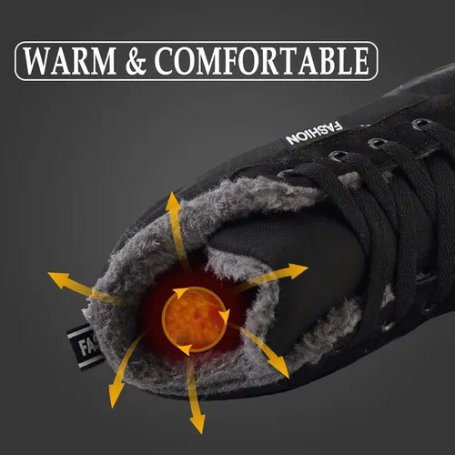 Miniatura 4 de FLIOZY Botas de nieve para niños y niñas, botas de invierno anticolisión, con forro de piel, cálidas, resistentes al agua, zapatos de senderismo