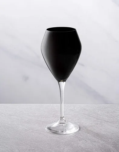 Miniatura 2 de Vasos de colores en forma de V con tallo transparente - Juego de 6 rellenos de 14 onzas (negro)
