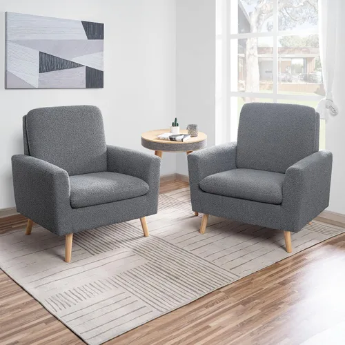 Naomi Home Frida Mid - Century - Juego de 2 sillas decorativas con marco de madera duradera, juego de 2 sillas de lectura con reposabrazos, silla