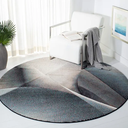 Miniatura 27 de SAFAVIEH Hollywood Collection - Alfombra decorativa de 2 pies 7 pulgadas x 5 pies, gris y azul, diseño moderno de mediados de siglo, no desprende