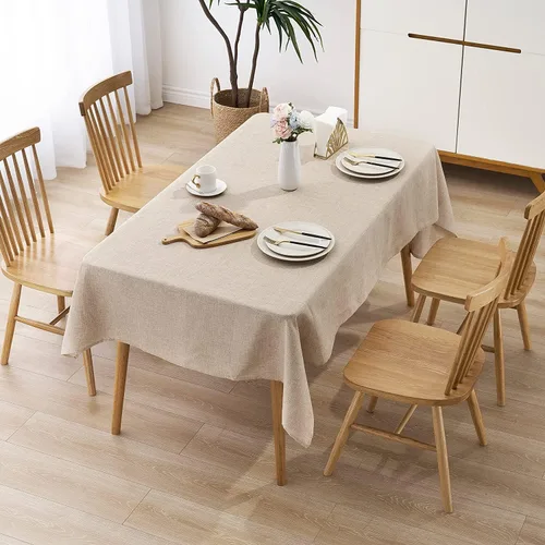 Miniatura 6 de STP GOODS Mantel rectangular de lino sintético, resistente al agua, para comedor, otoño, mantel plegable para mesa de comedor (verde, 59.1 x 59.1 in)