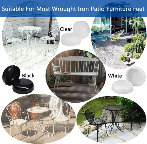 Miniatura 6 de Paquete de 24 protectores de suelo de hierro forjado de 1.25 pulgadas para muebles de patio, patas de silla al aire libre, transparentes. Outdoor