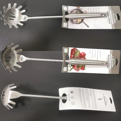 Miniatura 9 de Cuchara de pasta de acero inoxidable 304 ranurado cucharón de espaguetis colador y colador de cocina, utensilios de cocina a prueba de calor