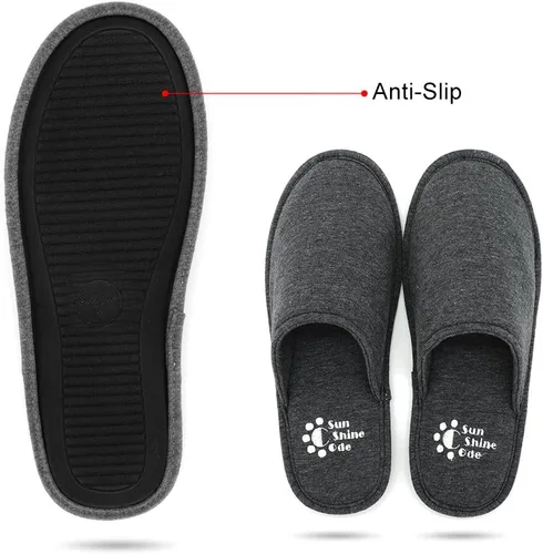 Miniatura 4 de Sunshine Code Pantuflas lavables de algodón de espuma viscoelástica para hombre con bolsa de viaje a juego para el hogar, hotel, spa, dormitorio