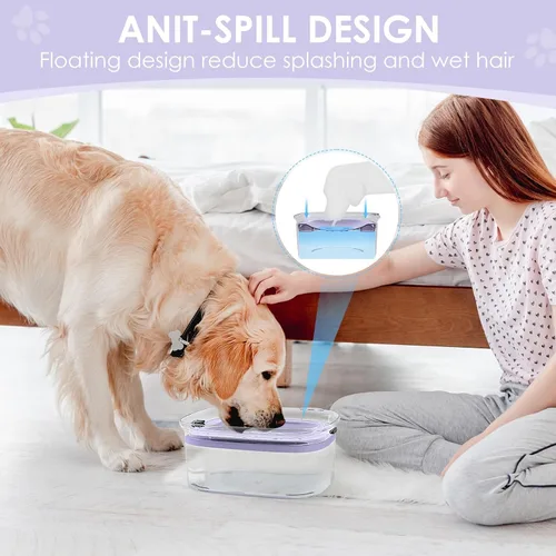Miniatura 3 de AONKEY Cuenco de agua para perros de 3L sin derrames, cuenco grande de 101oz a prueba de derrames para perros, reduce el rellenado, dispensador