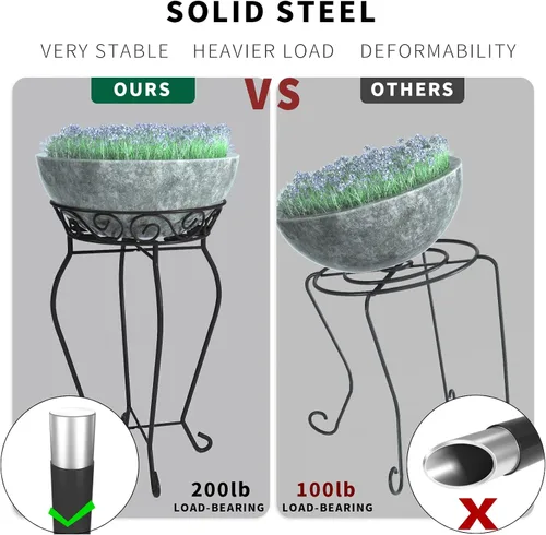 Miniatura 3 de Yimobra Soporte alto para plantas para interiores y exteriores, soporte de metal para plantas de flores de 200 libras, soporte de hierro resistente