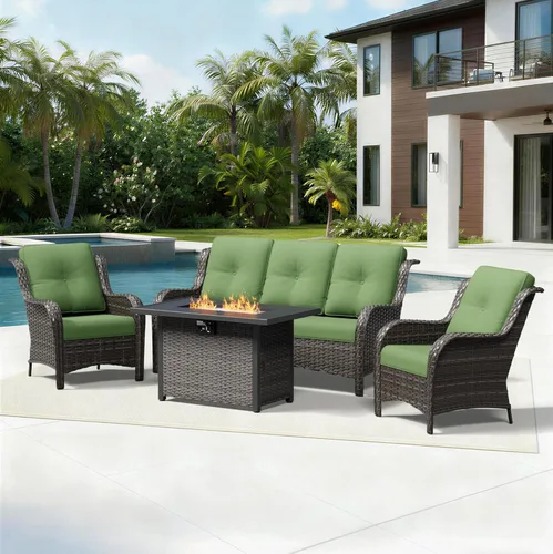 Miniatura 148 de Joyside Juego de sillas de mimbre para patio, juego de 3 piezas de mimbre para exteriores con 2 sillas reposabrazos y 1 mesa auxiliar para terraza