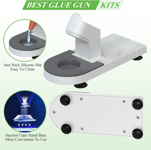 Miniatura 4 de Kit de pistola de pegamento caliente, MONVICT pistola de pegamento de 40 W mini con punta fina y 30 barras de pegamento, soporte con ventosas