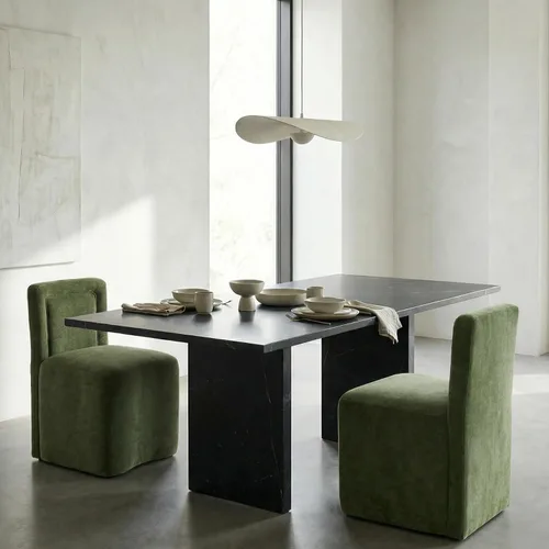 Miniatura 28 de Hyfirm Juego de 2 sillas de comedor tapizadas negras, sillas escandinavas Parsons sin brazos de tela Boucle con cojín de asiento de felpa