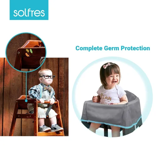 Miniatura 3 de Funda para silla alta de bebé de doble cinturón, sin plomo ni ftalatos, material resistente y robusto, funda impermeable lavable para sillas altas