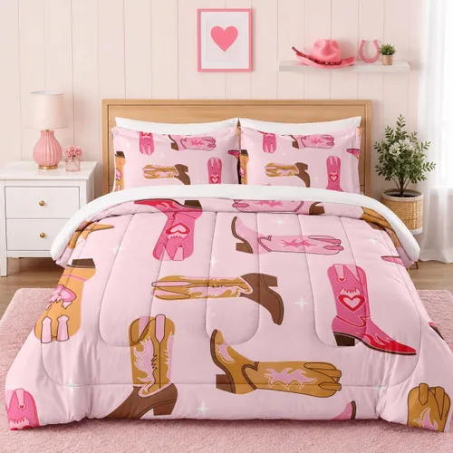 Pamnest Juego de edredón tamaño Twin, ropa de cama suave retro vaquera occidental de 2 piezas para niños y adultos, juego de edredón estético de