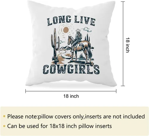 Miniatura 5 de HONLUNG Long Live - Fundas de almohada de vaqueras retro occidentales, fundas de almohada decorativas de 18 x 18 pulgadas para el hogar, dormitorio