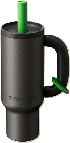 CHAKO LAB BaWang 33oz Insulated Titanium Tumbler with Handle and Straw | Premium Matte Finish Leakproof Water Bottle | Cup Holder Friendly Travel
