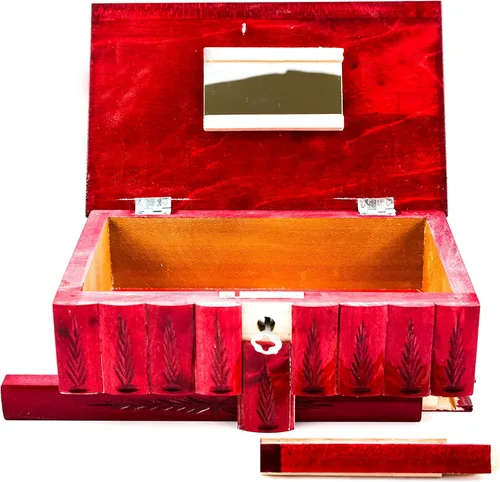 Miniatura 8 de Caja de rompecabezas de madera hecha a mano (grande) clave oculta secreta y compartimento de almacenamiento para anillos, collares, pendientes