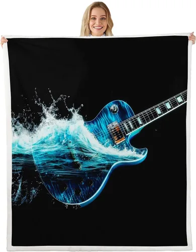 Miniatura 22 de Cowboy Boots Blanket Bohemia Musical Guitar Throw Blanket for Kids Western Rustic Cowgirl Super Soft Wrinkle Sherpa Blanket Music Notes Print 40x50