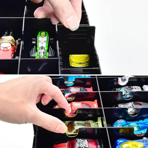 Miniatura 5 de FULLCASE Organizador de juguetes de almacenamiento compatible con Hot Wheels Car, contenedor para coches Matchbox, mini juguetes, muñecas pequeñas