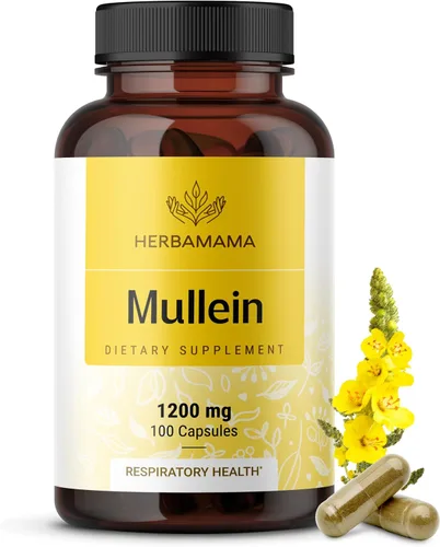 HERBAMAMA Cápsulas de Hoja de Gordolobo - 1200mg de Extracto de Hoja de Gordolobo para Apoyo a la Desintoxicación Pulmonar - Suplemento Respiratorio