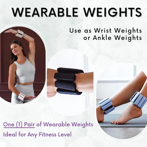Miniatura 2 de Polyfit - Par de pesas para muñeca y tobillo - Pesas ajustables para tobillo para mujeres y hombres - Pulsera portátil para ejercicio, yoga, Gris