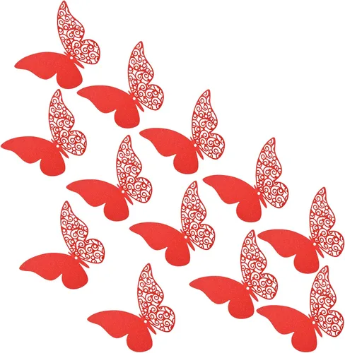 12 calcomanías de pared de mariposa 3D, decoración de pared de bricolaje, mariposas de papel extraíbles, decoración de dormitorio de niños y boda,