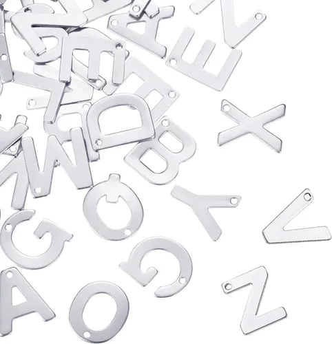 DanLingJewelry 150 – 200 dijes de letras aleatorias de acero inoxidable 304 mezclados del alfabeto A-Z, surtidos para fabricación de joyas y