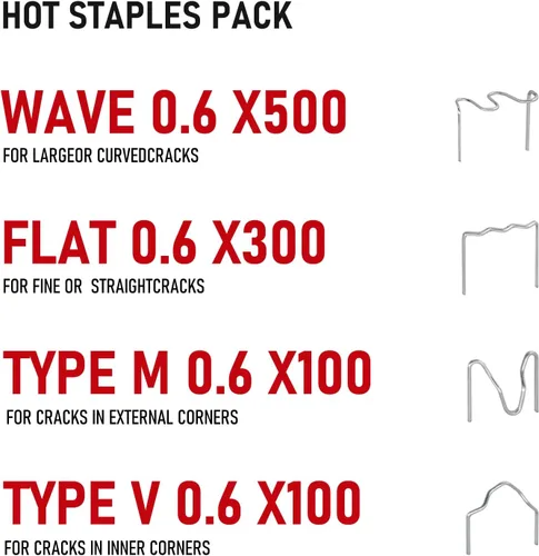 Miniatura 4 de RX WELD Soldador de Plástico, Kit de Soldadura de Plástico 2 en 1 Soldador de Reparación 1000PCS Grapadora Caliente para Grietas de Parachoques