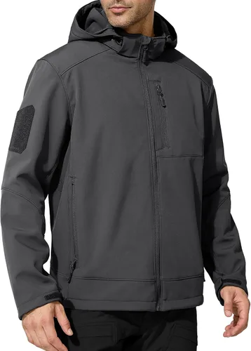 Miniatura 10 de FREE SOLDIER Chaqueta ligera con capucha impermeable para hombre, con forro polar, para invierno, con capucha, resistente al agua, para senderismo