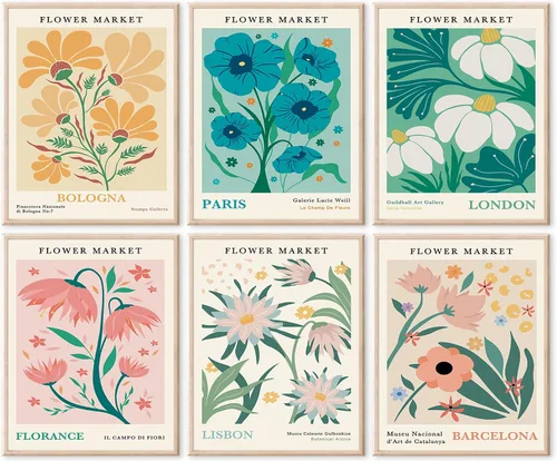Miniatura 11 de RETRART Flower Market - Arte de pared, pósteres de Matisse e imágenes de flores, juego de impresión abstracta para dormitorio y sala de estar, 8 x