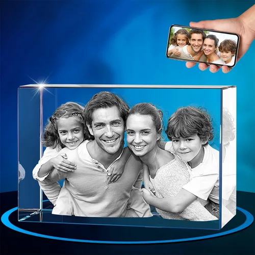 ArtPix Foto en cristal 3D, personalizada con tu propia foto para mujeres, esposas, hombres, mamás, papás, foto personalizada en 3D rectangular para
