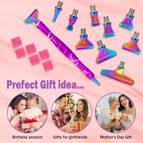 Miniatura 6 de DoreenBow 21 piezas de accesorios para bolígrafos de arte de diamantes de arco iris, puntas multiplacer, herramientas de pintura de arte de diamante