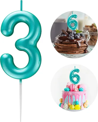 Miniatura 18 de Velas número 2 arcoíris con número 3D de feliz cumpleaños para decoración de fiesta de pastel de cumpleaños, suministros de celebración