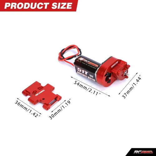 Miniatura 2 de RCAWD Transmisión de motor cepillado 180 montada 51T para 1/18 FMS EAZYRC ROC Hobby Crawlers Actualización Piezas Rojo
