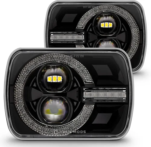 Miniatura 11 de TRUE MODS 5x7 7x6 Pulgadas H6054 Faros LED Negros H4 Lámpara de Repuesto de Haz Sellado para Jeep Wrangler YJ Cherokee XJ [Aprobado por DOT] Ford