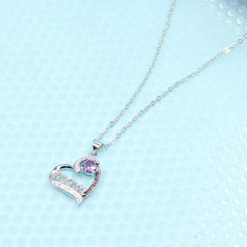 Miniatura 4 de UEUC - Collar en forma de corazón con la leyenda I Love You Mom te amo mamá de plata de ley 925 con diamantes de imitación para mamá El mejor regalo