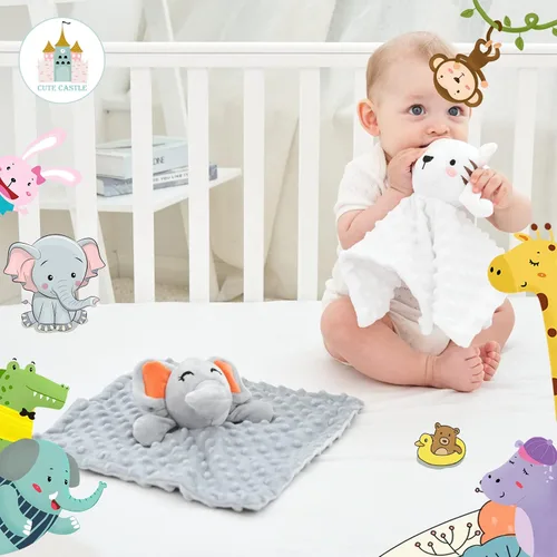 Miniatura 2 de Cute Castle Manta de seguridad para regalos de bebés, suave, unisex, esencial para recién nacidos, para niños y niñas, juguete neutro