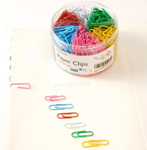 Miniatura 4 de Clips de papel de colores, 560 clips medianos de 1.3 pulgadas (1.299 in), ideales para suministros escolares de oficina, clips coloridos