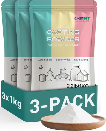 Polvo para Fundición 3 kg, Sin Burbujas, Super Blanco, Super Duro, Inodoro, Polvo de Yeso de Yeso para Moldes de Silicona, Desmolde en 30 Minutos,