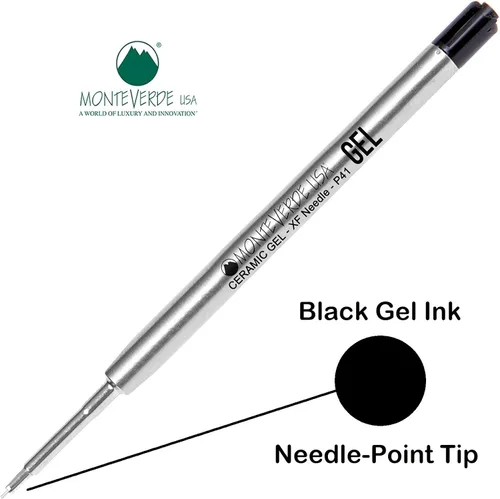 Miniatura 2 de Monteverde - Recambio de bolígrafo de gel sin tapa para adaptarse a bolígrafos Parker, punta de aguja, extrafino (empaquetado a granel) (negro)