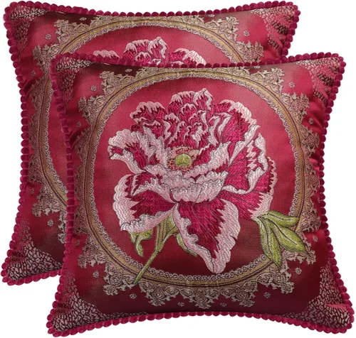 Miniatura 26 de SZHELEJIAM Juego de 2 fundas de almohada con volantes de 12 x 20 pulgadas, fundas de cojín decorativas de felpilla suave jacquard para sofá