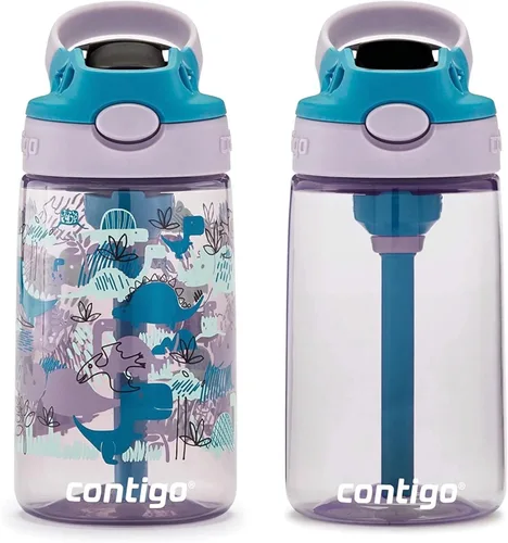 Miniatura 6 de Contigo Aubrey - Botella de agua fácil de limpiar pniños con pajilla de silicona y tapa a prueba de derrames, apta plavavajillas, 14 onzas, paquete