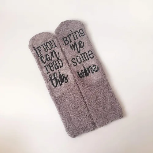 Miniatura 7 de CHANGGER Calcetines unisex con texto en inglés "If You Can Read This Bring Me Some Fuzzy Funny Saying Crew Socks Christmas Unisex Gift