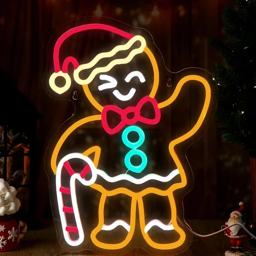 Miniatura 11 de Xuhal Letreros de Neón de Feliz Navidad Letreros de Neón de Acrílico Luz de Neón Blanca de Feliz Navidad Luz LED Alimentada por USB Letrero LED