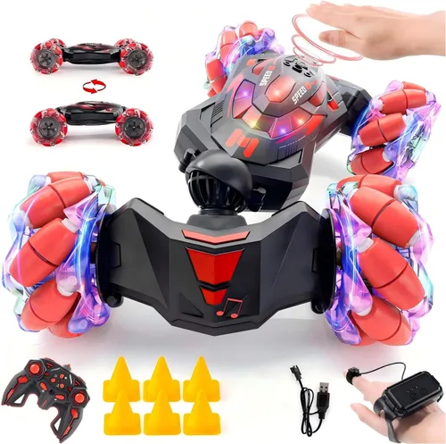 Miniatura 8 de 4WD Coche de Control Remoto con Sensor de Gesto, Giro de 360° de Doble Cara, con Luces y Música, Coche RC de Acrobacias con Giros para Niños de 6 a